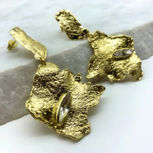 'Crush' Gold Leaf Crystal Earrings