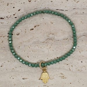 Crystal Bracelet with Hand of Fatima (Hamsa) Charm