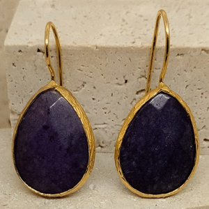 Multifaceted Blue Agate Teardrop Earrings