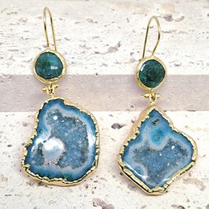 Drusy Agate & Agate Earrings