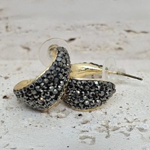 Crystal-Encrusted Semi-Hoop Earrings