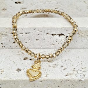 Crystal Bracelet with Flaming Heart Charm